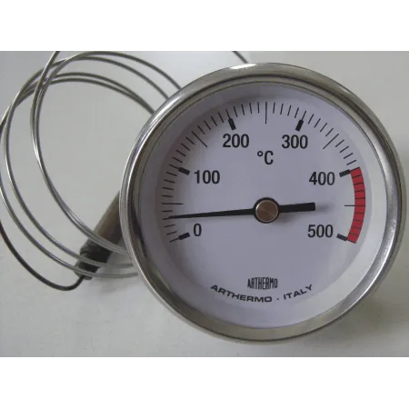 Capillary thermometer for wood-fired, bread and pizza ovens and outdoor barbecues