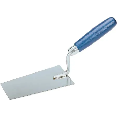 Stainless steel Bernese trowel - straight blue wooden handle