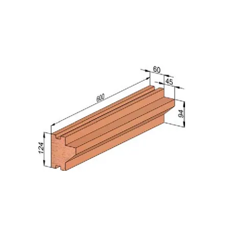 Losa refractaria de doble ranura (con soporte) 600 x 124 x 60 mm