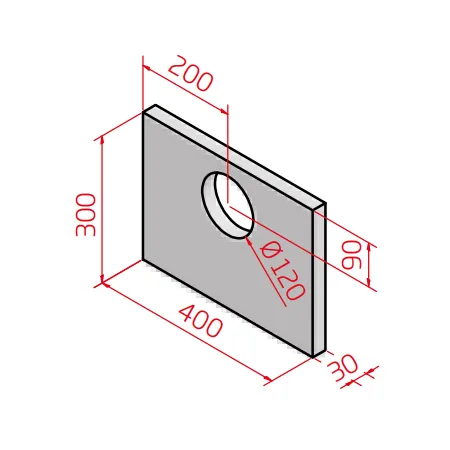Refractory slab 400 x 300 x 30 mm with soot plug