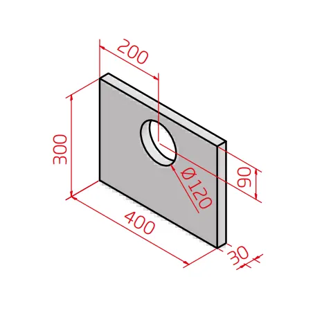 Losa refractaria 400 x 300 x 30 mm con tapón de deshollinado