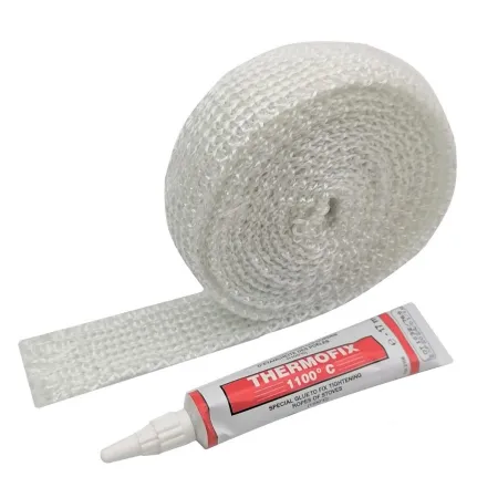 Flat glass fibre tape + refractory adhesive - 3 metres