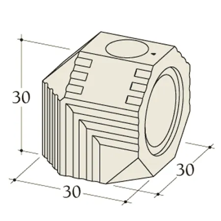 Esquema acotado de un codo 90° con orificio frontal diámetro 180 mm para acumulador Durasic