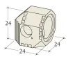 Esquema acotado de un codo 90° con orificio frontal diámetro 160 mm para acumulador Durasic