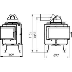 Foyer d'angle  Firetherm 10 (tirant droit) - 11,6 Kw / 12,5 kg