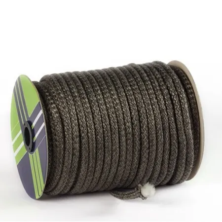 Dense knitted black glass fibre rope - On a roll