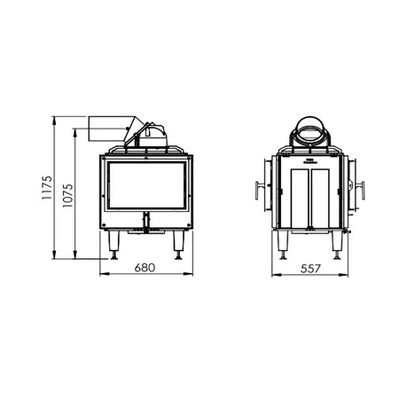 Diagram of Firetherm 10 see-through cast iron firebox