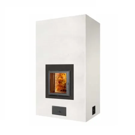 "Sofia" masonry heater kit 56 kW - White render - Bottom flue outlet