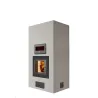 "Amanda" masonry heater kit with oven - 53 kW - Light grey render - Top flue outlet
