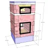 Masonry firebox XL for large masonry heater, Tunnel version with oven