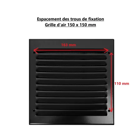 Rejilla cuadrada de ventilación de aluminio - 150 x 150 mm