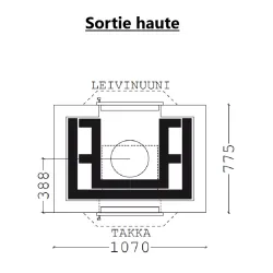 Schéma "Amanda" avec four opposé - 2,2 kW - Sortie haute