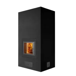 Poêle de masse en Kit "Amanda" avec four opposé - Enduit Noir