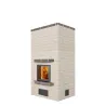 "Amanda" masonry heater with opposite-side oven - 2.2 kW - White bricks - Bottom flue outlet