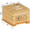 Esquema con dimensiones de las piedras del horno en kit Remus
