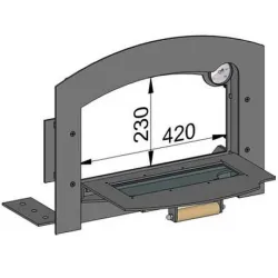 Schéma avec dimensions de la porte du four en Kit Remus