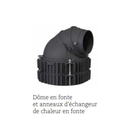 Dôme en fonte Ø 180 mm + anneaux