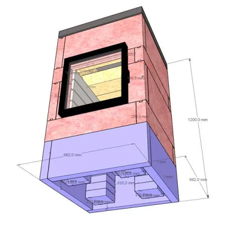 Vista inferior 3D Hogar de piedra refractaria para estufa de masa a medida
