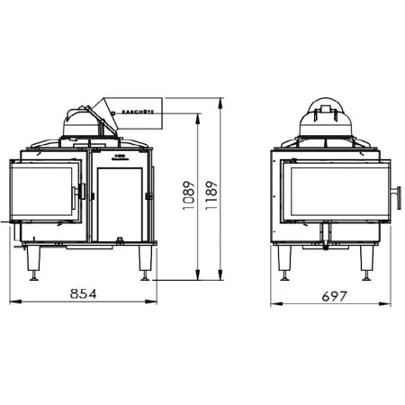 Esquema Firetherm 12 de esquina - 12,5 kW / 13 kg