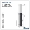 Diagram of long adjustable length 505 - 855 mm - DPI 316L stainless steel