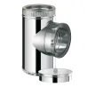 90° Female Tee with drain cap - 316L Stainless Steel twin-wall insulated flue