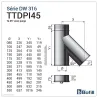 Esquema Te 45° Hembra con tapón de purga - DPI Inox 316L