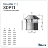 Diagram of universal cowl with mesh - DPI 316L stainless steel