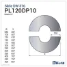 Diagram of 2-part stainless steel rosette for 1 to 10° ceiling slope - For DPI