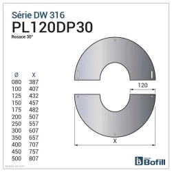 Schéma rosace en inox en 2 parties 11 à 30° - Pour DPI