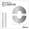 Diagram of 2-part stainless steel rosette 11 to 30° - For DPI