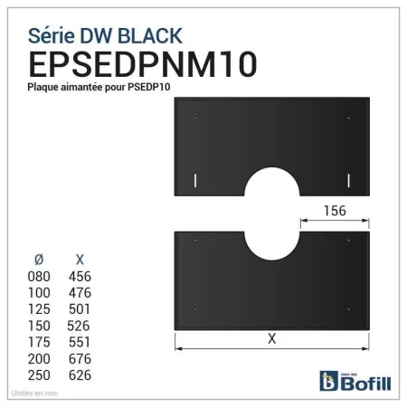 Esquema placa de acabado negra magnética 0 a 10° - Para DPI