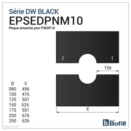 Schéma plaque de finition noire aimantée 0 à 10° - Pour DPI