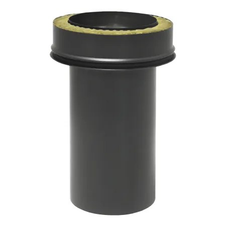 Cuttable single-wall to twin-wall insulated adapter - 316L Stainless Steel twin-wall insulated flue, Black