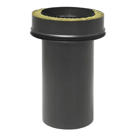 Cuttable single-wall to twin-wall insulated adapter - 316L Stainless Steel twin-wall insulated flue, Black