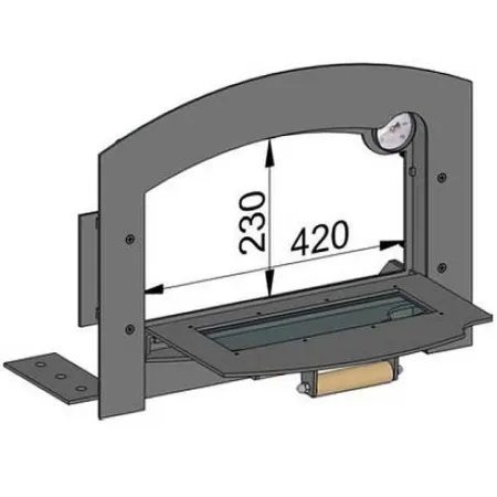 Dimensioned diagram of the Remus oven kit door