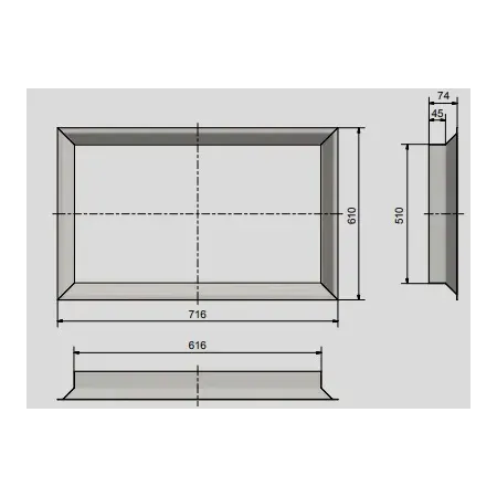 Black 45° door frame for GO13 63/51 firebox