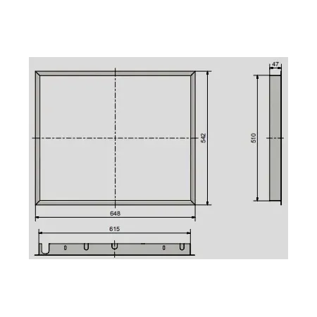 Diagram of 90° black door frame for GO13 63/51 firebox