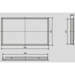 Schéma cadre de porte inox 90° pour foyer GO13 67/38