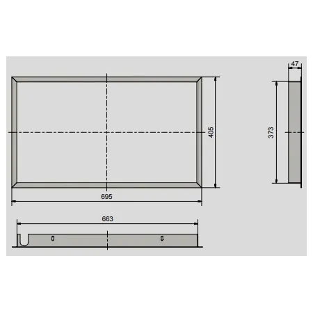 Diagram of 90° stainless steel door frame for GO13 67/38 firebox