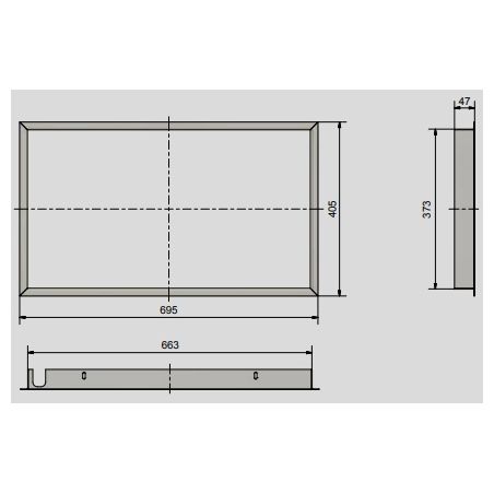 Schéma cadre de porte inox 90° pour foyer GO13 67/38