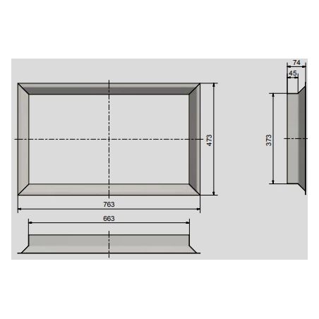 Schéma cadre de porte inox 45° pour foyer GO13 67/38