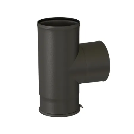 Pared simple acero esmaltado 1 mm - Te 90° con tapón y derivación macho