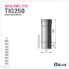 Diagram of 250 mm straight length - Stainless steel 0.4 mm