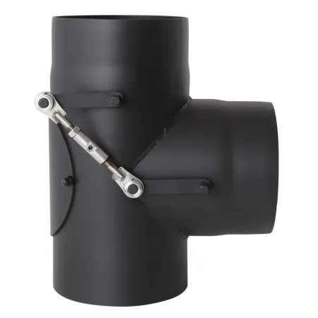 90° tee with double damper (bypass), side view - Painted steel flue 2 mm