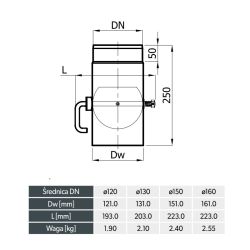 Schéma Clapet régulateur réglable - Conduit acier peint 2 mm