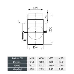 Schéma Clapet régulateur petite poignée - Conduit acier peint 2 mm
