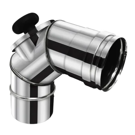 Codo 90° con registro - Conducto de acero inoxidable 0,4 mm