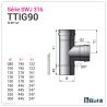 Esquema Te 90° sin tapón con derivación hembra - Conducto de humos inox 0,4 mm