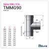 Esquema Te 90° sin tapón con derivación Macho - Conducto de humos inox 0,4 mm