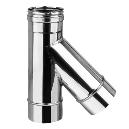 45° tee without cap, Male branch - 0.4 mm stainless steel flue pipe